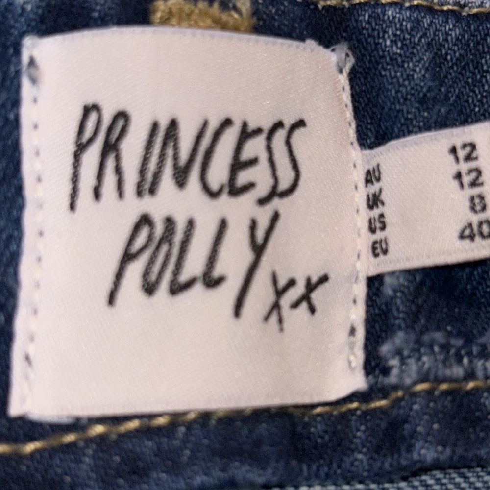 Princess Polly Gyoke Hi Rise Straight Leg Jeans Size 8 Dark Wash - Picture 9 of 15